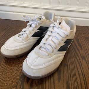 New Balance White and Gold Sneakers